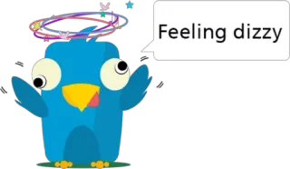 😲 Feeling dizzy tonto, desenho animado, pássaro, sentimento, doente, exausto telegram sticker