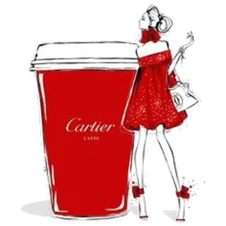 🍹 Cartier LATTE Mode, Kaffee, Cartier, Latte, Stil, Luxus, Rot telegram sticker
