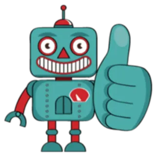 👍 робот, палец вверх, одобрение, мультфильм, позитив, андроид telegram sticker