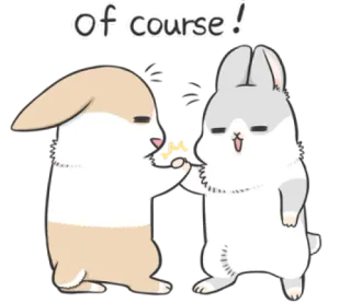 👏 Of course! lapin, mignon, amitié, nourriture, kawaii telegram sticker