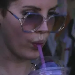 🍒 Lana Del Rey singer, lana del rey, glasses, drink telegram sticker