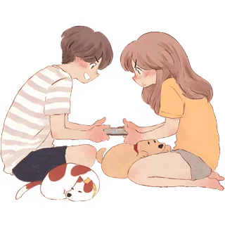 📱 couple, cartoon, cute, dogs, love, relationship whatsapp sticker