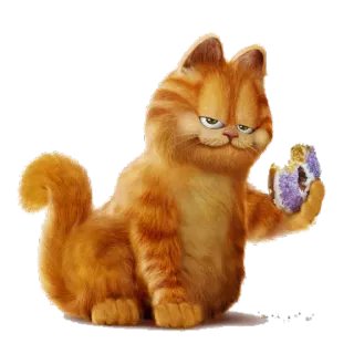 🍩 Garfield chat, dessin animé, orange, Garfield, donut, nourriture, humour whatsapp sticker