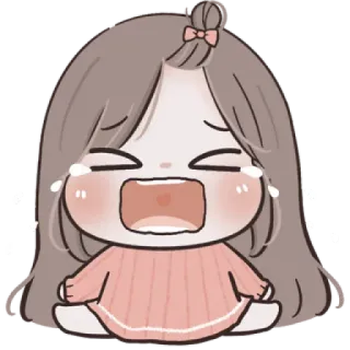 😭 huilen, verdrietig, meisje, tranen, cartoon, emotioneel whatsapp sticker