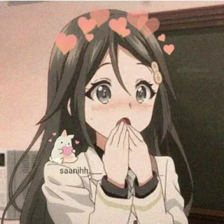 👙 saaniihh_ Anime, Fille, Coeurs, Kawaii, Mignon, Manga whatsapp sticker