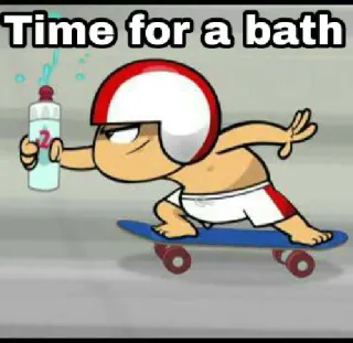 🧖‍♂ Time for a bath Скейтборд, Мультфильм, Ванна, Вода, Шлем telegram sticker