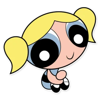😊 Bubbles The Powerpuff Girls Cartone animato, Carino, Ragazza, Supereroe, Animato telegram sticker