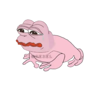🐸 Pepe the Frog, frog, meme, sad, crying, pink telegram sticker
