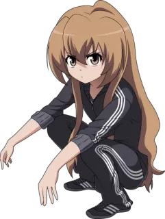 😑 Aisaka Taiga Toradora! Аниме, Торадора, Айсака Тайга, Персонаж, Девушка, Сидит на корточках telegram sticker