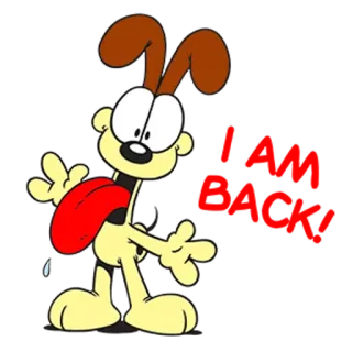 🙋‍♂️ Odie Garfield I AM BACK cartoon, dog, odie, garfield whatsapp sticker