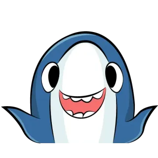 😀 requin, dessin animé, animal, mer, poisson, mignon, bleu telegram sticker