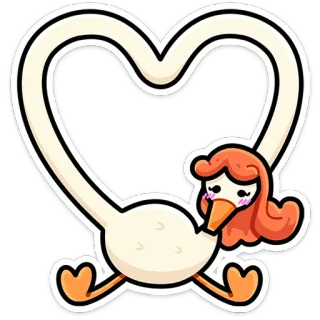 🫶 Cartoon Gans, Anthropomorph, Herzförmig, Tiercharakter telegram sticker