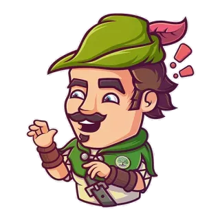 😱 Robin Hood Robin Hood, arqueiro, chapéu verde, medieval, fora da lei, personagem de desenho animado telegram sticker