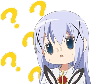❓ ponto de interrogação, anime, confuso, desenho animado, personagem, pensando whatsapp sticker