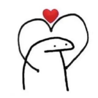 💟 coração, amor, desenho animado, desenho de linha, boneco palito whatsapp sticker