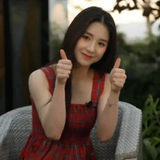 👍 wanita, jempol ke atas, positif, gadis, asia, senyum telegram sticker