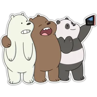 📷 We Bare Bears bears, cartoon, animation, animals, selfie, friends telegram sticker