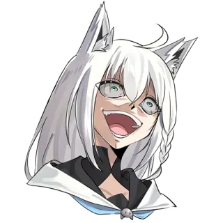 😄 Shirakami Fubuki Anime, VTuber, Hololive, Garota Raposa, Louco, Meme telegram sticker