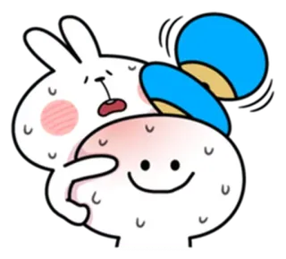 😞 ウサギ, 漫画, 汗, 可愛い, 絵文字 telegram sticker