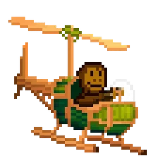 π helicopter, pixel art, monkey, aviation, vehicle telegram sticker