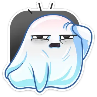 🤧 Geist, denken, fernseher, cartoon, gruselig, geist whatsapp sticker