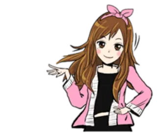💁 anime girl, cartoon, cute, female, pink, woman, girl, anime, cartoon style telegram sticker