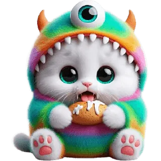 😋 kot, potwór, słodki, kawaii, kociak, zwierzę, fantasy, kreskówka telegram sticker