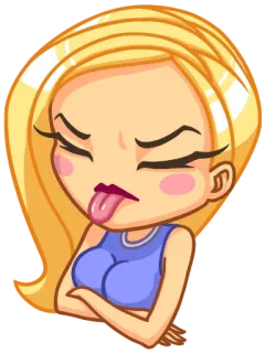 😝 Frau, Zunge, frech, genervt, Cartoon, blond, Haltung telegram sticker
