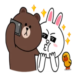 📲 Brown (bear) медведь, кролик, утка, телефон, милый, мультфильм whatsapp sticker
