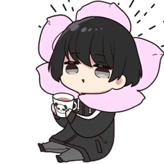 ☕ Anime, Chibi, Fleur, Mignon, Personnage, Manga whatsapp sticker