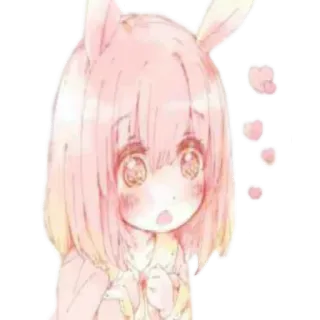 😍 anime, süß, rosa, Hasenohren, Mädchen, Herz, kawaii telegram sticker