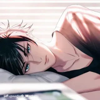 💠 Megumi Fushiguro @Fushiguro_Megumi anime, character, boy, lying down telegram sticker