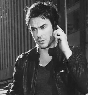 © Ian Somerhalder aktor, pria, potret, hitam putih, selebriti whatsapp sticker