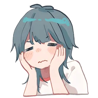 😔 gadis, anime, sedih, lelah, imut whatsapp sticker