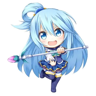 🍥 Aqua Konosuba Anime, Chibi, Lindo, Kawaii, Sticker, Aqua, Konosuba telegram sticker