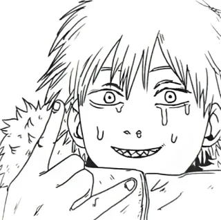 🥲 Denji Chainsaw Man Аниме, Манга, Денджи, Человек-бензопила, Оскорбительный жест, Мультфильм, Иллюстрация telegram sticker