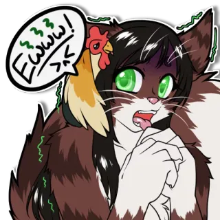 😨 Ewww! animal, chicken, anthro, cat, cartoon, reaction telegram sticker
