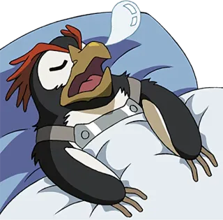 😪 oiseau, dormir, oreiller, couverture, dessin animé telegram sticker