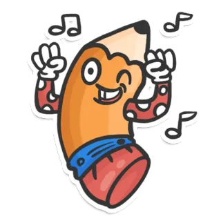 💃 matita, cartone animato, musica, ballo, felice, personaggio, matita che balla whatsapp sticker