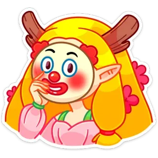 🤡 Cartone animato, Elfo, Clown, Maschera, Corna, Carino, Fantasy telegram sticker