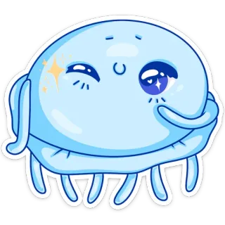 😉 medusa, criatura marina, dibujo animado, lindo, océano, animal whatsapp sticker