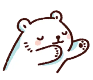 😙 곰, 동물, 귀여운, 만화, 졸린, 흰곰 telegram sticker