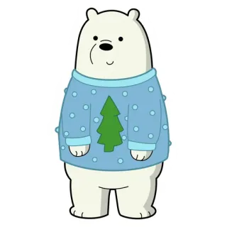 🥶 Ice Bear We Bare Bears oso polar, dibujos animados, lindo, árbol de Navidad, suéter telegram sticker