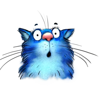 👁 gatto, blu, cartone animato, scioccato, animale, sorpresa telegram sticker