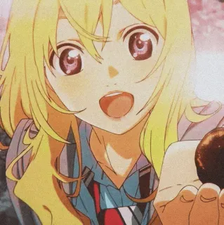 🩰 Kaori Miyazono Your Lie in April anime, meisje, personage, glimlachend, schattig, vrolijk telegram sticker