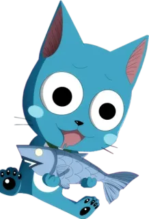 🤤 Happy Fairy Tail Anime, Fairy Tail, Happy, Katze, Fisch, Cartoon telegram sticker