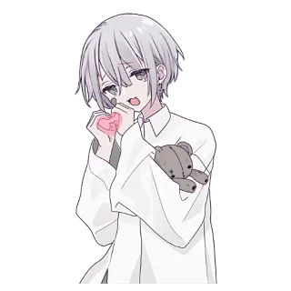❤️ Anime, Personagem, Coração, Fofo, Ursinho de pelúcia whatsapp sticker