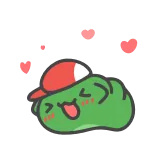 🥰 fofo, desenho animado, verde, chapéu, feliz telegram sticker