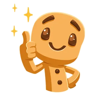 👍 gingerbread man, cookie, thumbs up, positive, cartoon, cute telegram sticker