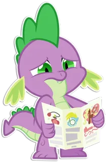 🙁 Spike My Little Pony cartoon, dragon, Spike, My Little Pony, friendship, reading telegram sticker